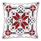 VERVACO Kreuzstich Stickpackungen Kissen Stickerei Set Anfänger Vorgedruckt Eiskristall II DIY Set Kreativ Set Für Erwachsene Dekoratives Kissen ca. 40 x 40 cm Bastelset Handwerker Haus Dekoration