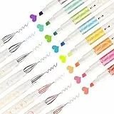EooUooIP Textmarker Stifte und Gel Stifte, 8 Farben Verschiedene Doppelkopf-Fineliner Meißelspitze Schlanke Textmarker Doppelspitzen Pastellmarker für Kinder Erwachsenenschulbüro