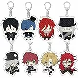 SUJEBRAN 8 Set Black Butlers Schlüsselanhänger Anime Figur Cosplay Key Chain Collektionen Niedliche Tasche Charms