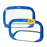 ELANI Fußballtor Kinder Pop-Up 2er Set - faltbar mit Ball & Pumpe, 50% Kleiner + Easy Aufbau, mini Fussballtor klein, Goal, Fussballtore für Garten Kinder, Fußballtore, Fussball Tor, Fußbal (Blau)