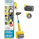 GLORIA MultiBrush li-on PLUS I Akku Reinigungsbürste für Stein, Fugen, Holz, Kanten & Rasen | Für Terrasse, Wege & Garten | Inkl. Stein- & Fugenbürste | Kompatibel mit BOSCH 18V Akku (nicht enthalten)