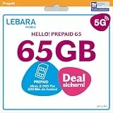 LEBARA Hello! 65 Prepaid SIM-Karte | Handy-Tarif ohne Vertrag | 65 GB inkl. 5G | Allnet Flat | 300 Minuten ins Ausland
