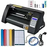 VEVOR Vinyl Schneideplotter 375 mm, Folienschneider Max. Schnittbreite 285 mm, Plottermaschine Signmaster-Software, Plotter Windowskompatibel, Folienplotter Halbautomatisch Schnittpräzision ±0,001 mm