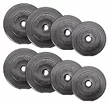 Bad Company Hantelscheiben 30/31 mm Kunststoff 30kg - Gewicht Set 4 x 5 kg + 4 x 2,5 kg - Gewichte gummiert für Langhantel und Kurzhantel