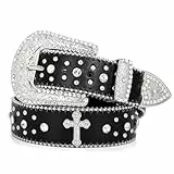 BELTROAD Glitzer Gürtel Ledergürtel Damen Herren, y2k Gürtel mit Punk Gothic Style, Koppelgürtel Strassgürtel,135cm