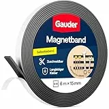 GAUDER Magnetband selbstklebend stark - Magnetstreifen selbstklebend stark - Magnetklebeband zuschneidbar mit optimaler Haftkraft - Klebemagnete mit hoher Magnetkraft - Magnet Klebeband (6 m x 15 mm)