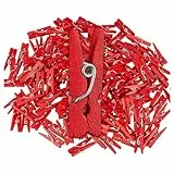 Relaxdays Mini Holzklammern, 400er Set, Feiern, Fotos aufhängen, Geschenke verzieren, basteln, DIY, Deko-Klammern, rot