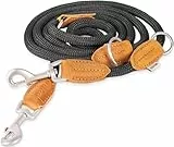 Rudelkönig Führleine Emma 2,30m - Verstellbare Hundeleine für mittelgroße & große Hunde - Elegante Tauleine in schwarz