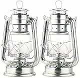 Lunartec Öllampen: 2er-Set Nostalgische Petroleum-Sturmlaternen mit Glaskolben, verzinkt (Öllaterne, Petroleum-Lampe, feuerfest)