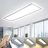 OTREN LED Deckenleuchte Panel 100x25CM, Dimmbar Deckenlampe Flach mit Fernbedienung, 36W 3200LM Rechteck Tageslicht Deckenpanel für Wohnzimmer Büro Werkstatt Schlafzimmer, 3000K-6000K