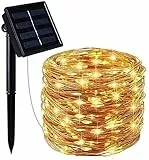 mafiti LED Solar Kupferdraht Lichterkette Solarlichterkette, 12M 120LED Kupferdrahtlampe String, Wasserdichte Solar Außen Sternen Lichterketten Beleuchtung mit 8 Modi für Garten Hof Party
