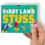 Stadt Land Fluss STUSS MINI Spiel für Erwachsene Spielblock A6 lustiges Ratespiel Quiz mit 12 irrwitzigen Kategorien | Spiele-Klassiker Partyspiel, Reisespiel, Geschenk-Idee DIN A6-Block mit 50 Blatt