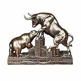 Cutfouwe Wall Street Bulle Und Bär Figuren Harz Statue- deko Figur FüR buro deko- Börsenliebhaber Bull Bear Schlacht Harz Statue
