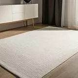 benuta Basic handgewebter Baumwollteppich Ron - Creme 160x230 cm - Handwebteppich aus 100% Baumwolle - Style: Uni, Minimalistisch, Natural Living - Pflegeleicht für Wohnzimmer Schlafzimmer