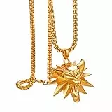 Flongo Herren Kette mit Wolfskopf Anhänger Edelstahl Halskette Herrenschmuck Wizard-Halskette Drachen Kette Wilder Stil für Punk-Männer und Frauen