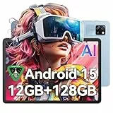 Blackview Tab60 WiFi Tablet 10 Zoll, PC Tablet Android 15, 12GB(4+8Erweiterung) RAM+128GB ROM(2TB TF), Octa Core WiFi 6, 1280 * 800 HD, Widevine L1, 5100mAh, Dual Kamera 5MP+8MP, BT 5.2