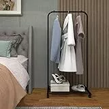 Kleiderständer aus Metall, für Schlafzimmer, mit unterem Ablagefläche, Schwarz