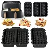 2 Stück Waffeleinsatz Zubehör für Philips Dual Basket Airfryer 3000-5000 serie 9L(6L/3L), Silikon Waffelform für Philips Airfryer 9L - Heißluftfritteuse Belgische Waffeln Silikonform