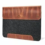 MegaGear MacBook-Tasche aus echtem Leder und Fleece,Laptop-Hülle für MacBook Pro und MacBook Air,14 Zoll,13 Zoll (M2,M2 Pro,M2 Max,M1), 13,3 Zoll, iPad Pro 12,9 Zoll, Modelle 2020,2021,2022 und 2023