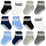 GRPSKCOS Rutschsocken Socken Kinder 12 Paar Stoppersocken Baby ABS Socken Kinder Antirutschsocken für 0-7 Jahre Jungen Mädchen（#1 Sechsfarbig 1-3 Jahre）