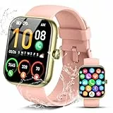 Smartwatch Damen Herren, 1.96' HD Smart Watch Fitness Tracker mit Telefonfunktion, 110+ Sportmodi Fitnessuhr Herzfrequenz Schlafmonitor Schrittzähler, IP68 Wasserdicht Sportuhr für Android iOS, Rosa