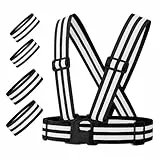 FLEXEO Reflektorweste + 4 Reflektorbänder, Schwarz | Laufweste reflektierend, reflektierendes Band fürs Fahrrad, Joggen, Running, Baustelle, Jogging, lauf Reflektoren Weste