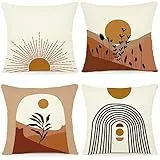 ZWJD Kissenbezug 40x40 4er Set Outdoor Kissen Dekokissen Leinen Kissenhülle Kissenbezüge Geometrische Muster Kissenhüllen für Sofa Wohnzimmer Zierkissen 40x40 A021-16