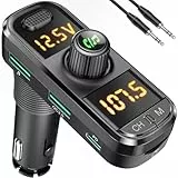 GizmoVine Aux Bluetooth Adapter Auto, FM Transmitter mit Freisprecheinrichtung, USB C QC PD 41W Autoradio Adapter Zigarettenanzünder, Bloototh Empfänger TF Karte USB Disk 4 in 1 Musik MP3 Player
