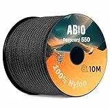 Abio Paracord 550 4mm 10m Nylon Seil Schnur Nylonschnur für Armbänder Abspannseile Camping Rope Wäscheleine Maurerschnur Zeltschnur für Army Ternnetz Survival Kit Ausrüstung Black #016 4mm 10m