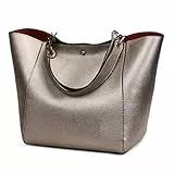 Pahajim Henkeltaschen Desigual Handtasche Damen Ledertasche Damen Shopper Damen Groß Tote Schultertaschen Kunstleder Wasserdichte Tasche Umhängetasche Geschenk Für Frauen(Bronze)