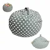 mongtsamz Bean Bags Stuhlbezug,Sitzsack Bezug Ohne Füllung,Sitzsack Hocker Zweifach Nutzbar,Aufbewahrung Kuscheltiere Geeignet für Wohnzimmer,Schlafzimmer und Spielzimmer,Graues Sternenmuster,24 Zoll