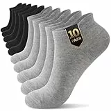 YouShow 10 Paar Sneaker Socken Herren und Damen, Baumwolle Kurze Socken, Halbsocken Sportsocken Unisex, Schwarz Grau 39-42