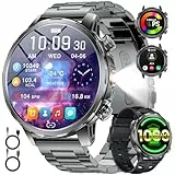 LIGE 1000mAh Großer Akku Smartwatch Herren Militär, 1,85” Sportuhr mit Telefonfunktion,LED Taschenlampe Fitnessuhr mit 100+ Sportmodi, IP68,Herzfrequenz,Schlafmonitor,iOS/Android,2 Armbändern,Schwarz