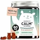 Keepin'It Calm Vitamin - Ashwagandha 1800mg mit Vitamin B1, B2, B6, B12 - mit Withanolide - Schlafbeere - 60 Stück (1 Monat Vorrat) - Zuckerfrei, Vegan - Bears with Benefits