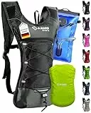 SASMO® Trinkrucksack (Grau) mit Thermofach | Trinkrucksack Laufen - Ultraleicht 300g & 6L | Laufrucksack mit Trinkblase 2l, BPA-Frei | Rucksack mit Trinkblase & Reflektoren | Laufen, Fahrradfahren