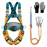 CISSIYOG Absturzsicherung Sicherheitsgurt, Sicherheitsgurt mit Lanyards, Auffanggurt für Dachdecker, Kletterseil, klettergurt Herren, mit 2 x Große Schnallen und 2 x 2m Lanyards, Tragfähigkeit 140 kg
