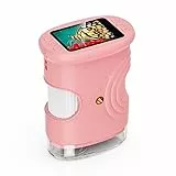 1000X Kinder Handy Mikroskop Lupe: Digitale Taschenmikroskop mit 2.0' IPS Bildschirm & 8 LED Licht - Geschenk ab 4-12 Jährige - Mini Magnifying Glass - Kids Gartenspielzeug Rosa