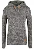 OXMO Philla Damen Strickpullover Kapuzenpullover Grobstrick Pullover mit Kapuze 100% Baumwolle Regular fit, Größe:M, Farbe:Dark Grey (792890)