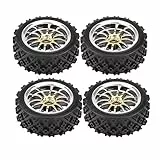 Dilwe 4 Stück Reifen aus Gummi für RC Auto, Rad und Felge für RC 1:10 Auto (Gold)