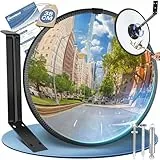 moveland 38 cm konvexspiegel - Verstellbarer Acryl-Verkehrsspiegel straßenspiegel - Weitwinkel-Parabolspiegel für Einfahrten, Garage, Verkehr, Hof (Support Indoor und Outdoor, 160 Grad konvex)