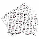 Finest Folia 240 lustige Mund und Augen Aufkleber 28 x 21 cm witzige Sticker für Kinder basteln Deko Geschenke Scrapbooking schwarz weiß DIY selbstklebend R185 (5 Bögen)