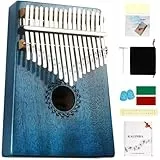 FLSEPAMB Kalimba 17 Tasten, Kalimba Daumenklavier mit Studienführer, Kalimb Instrument als Geburtstagsgeschenk, Fingerklavier Instrument für Erwachsene, Kinder Anfänger (Blau)