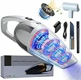 Handstaubsauger, 16000Pa Handstaubsauger Akku Beutellos Testsieger, Akku Handstaubsauger Nass/Trocken,120W Autostaubsauger,Handstaubsauger Kabellos für Auto/Haus,Upgraded Edelstahlfilter-Weiß