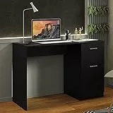 Madesa Schreibtisch, Computertisch mit 1 Schubladen und 1 Tür, für Schlafzimmer und Büro, 110 x 45 x 77 cm, aus Holz - Schwarz