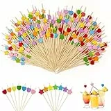 200 Stück Cocktailspieße, 12cm Cocktaildekoration in Form von Herzen und Sternen, für Partys, Hochzeiten, Geburtstage, Barbecue, Haushalt,Gastro (Stil 1)