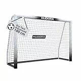 HUDORA Fußballtor Pro Tect 180 Advanced – Outdoor Fußballtor mit Netz und wetterfester Ummantelung für Kinder/Erwachsene – Einfacher Aufbau im Garten – Torwand mit Reiß- und Klettverschlüssen – White