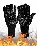 Premium Grillhandschuhe hitzebeständig, 3 Bequeme Größen [Neu] - Lange feuerfeste Handschuhe für EIN einzigartiges Grillerlebnis - inkl. Geschenkverpackung und Rezepte E-Book