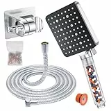 Duschkopf mit Filter & 6 Strahlarten – YEAUPE PRO Wassersparende Handbrause (9L/min Hochdruck) inkl. 1.6m Schlauch und Wandhalterung – Sparduschkopf mit Antikalk-Funktion für Hartes Wasser
