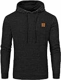 Tansozer Hoodie Herren Casual Pullover Hoodies Sweatshirt Kapuzenpullover mit Tasche Schwarz L