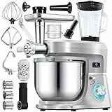 KESSER® 3 in 1 Universal Küchenmaschine K-KM 3000 mit Fleischwolf Knetmaschine Multifunktionale Rührmaschine 5,5L Schüssel mit 3 Rührwerkzeuge, 1,5L Entsafter, Zubehör-Set, Pasta & Gebäckformen